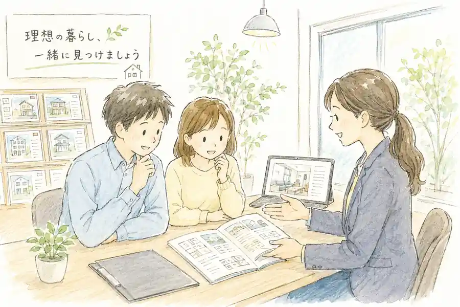 仲介手数料の説明を受けるイラスト